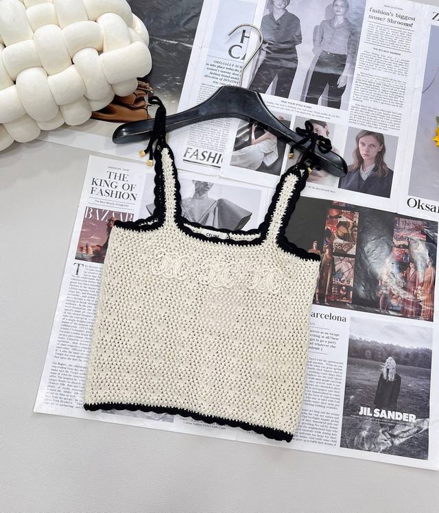 celine25Ss New Hollow Crochet Knitted Camisole Vest For Early Spring | Exclus