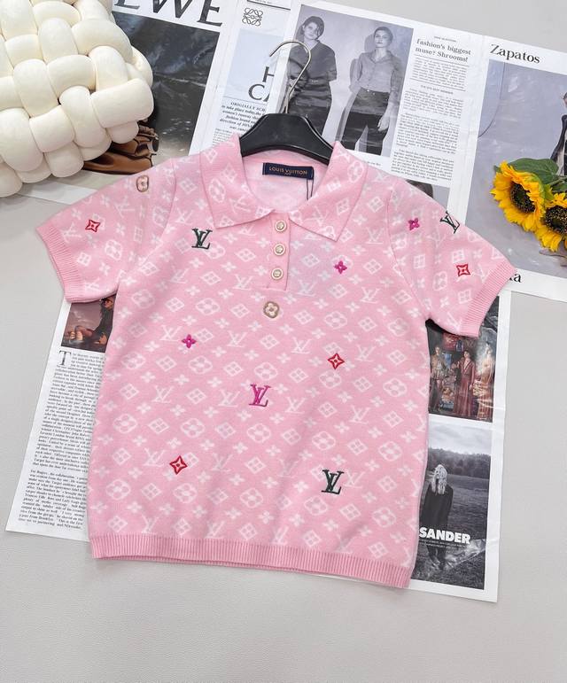 louis Vuitton New Style Monogram Jacquard Candy Embroidery Knitted Polo Shirt