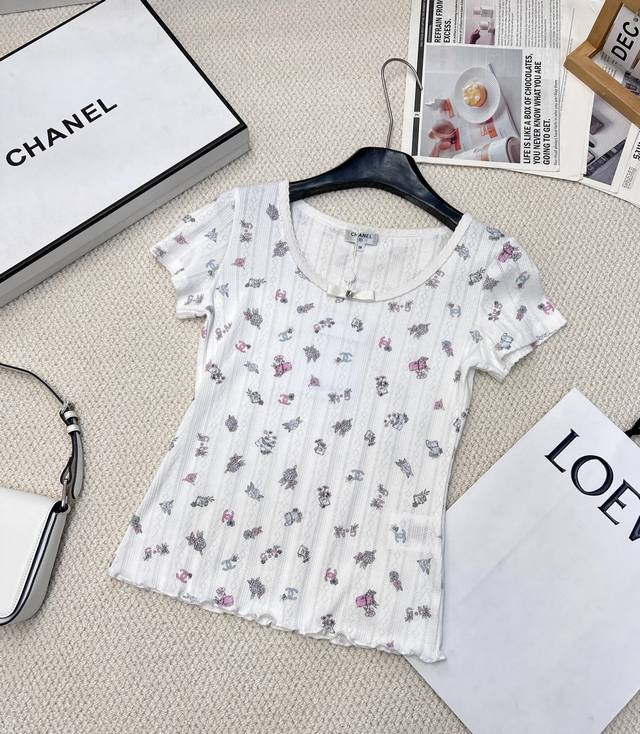 chane 25Ss New Spring And Summer Small Fragrant Mountain Camellia Print Wood