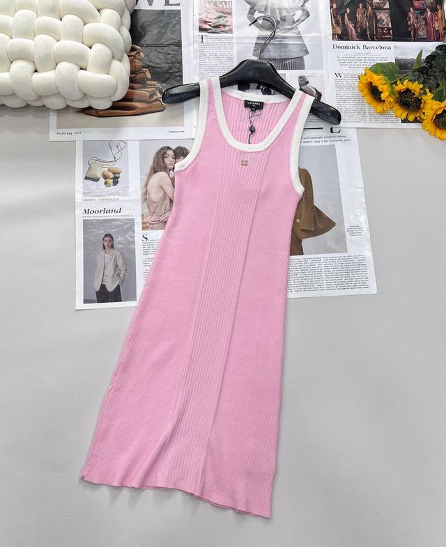 chanel25S Spring And Summer New Slim Knitted Vest SkirtHigh Version, Elastic,