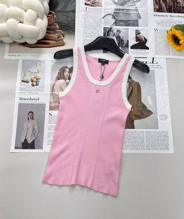 chanel25S Spring And Summer New Slim Stretch Knitted Vest | High Version, Ela