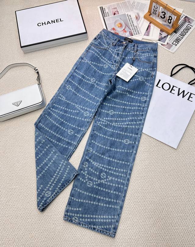 l5Ss New Spring And Summer Jeans, Chanel Style, Polka Dot, Double C, Laser Bu