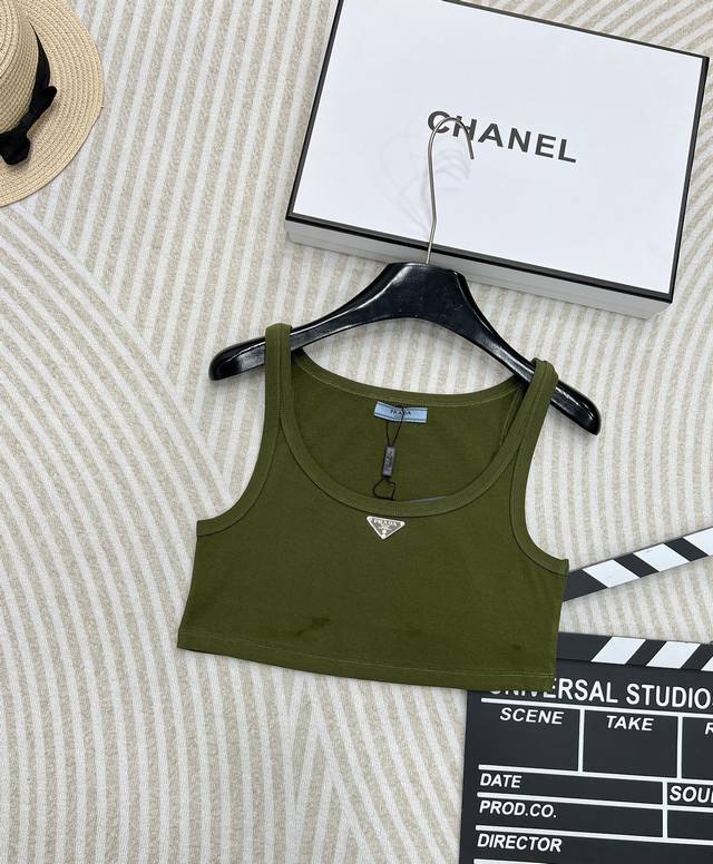 prada24Ss Classic Triangle Logo Short Vest Casual Sense Of Luxury, Capable, S