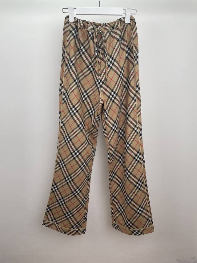 b Home Classic Plaid Drawstring Casual Pants Wide Leg Pants Loose And Slim Cl