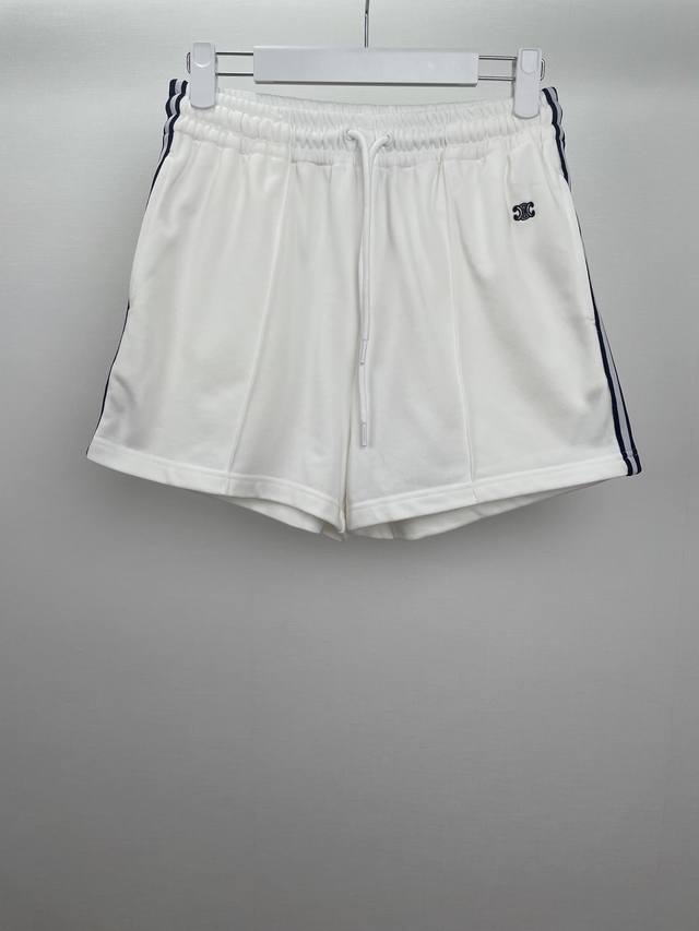 celi* *25Ss Arc De Triomphe Embroidery College Style Elastic Waist Shorts Ela