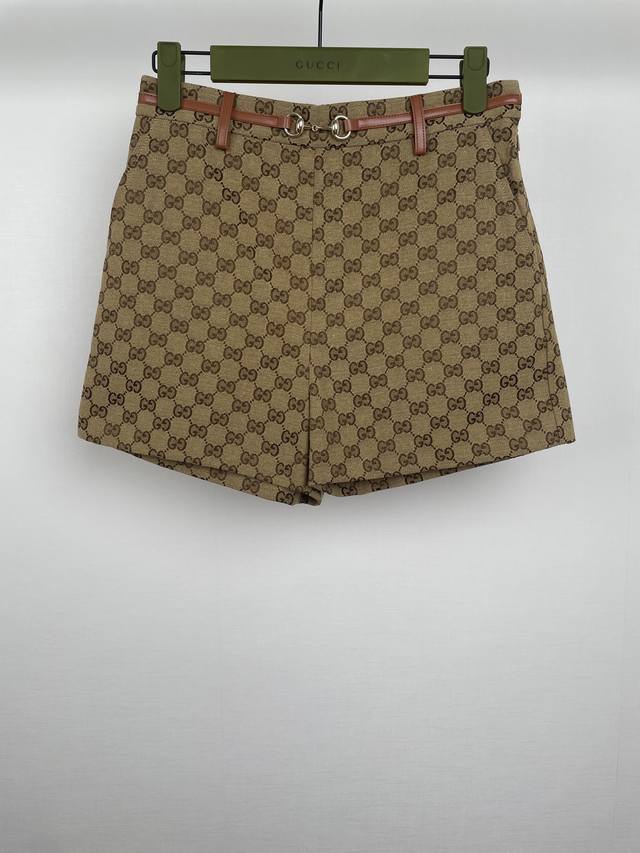 g Double G Logo Jacquard Suit Shorts With Leather Chain Design On Waist Sml S