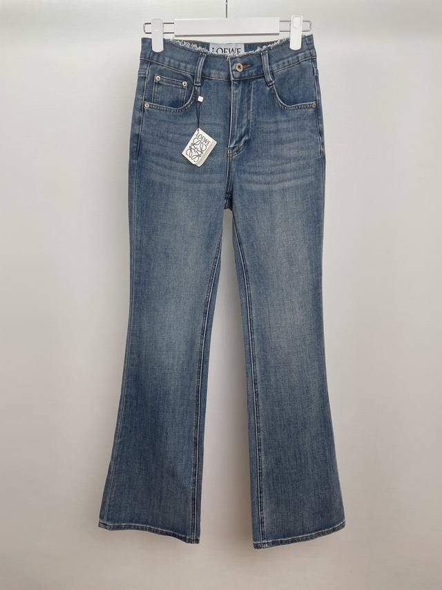 loe*25Ss Back Pocket Gradient Embroidered Logo Flared Jeans, Slimming And Leg