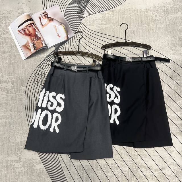 4Ior Dior 2025 Spring And Summer New Midi Skirt With Letter Print Decoration