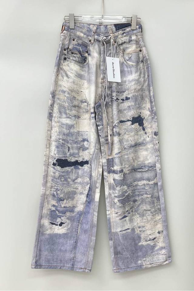 25 New Acn* Smudged Waistband Loose Trousers Printed Ink Painting Smudged Des