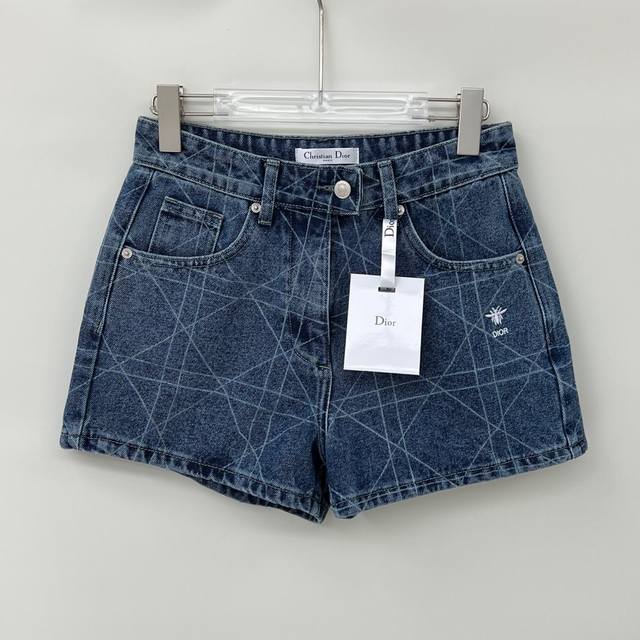 25 New Arrival Dio* Embroidered Bee Denim Shorts Customized High-Weave Organi