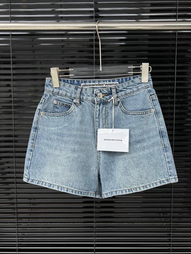 25 New Aw King Rhinestone Letter Shorts Classic Blue Wash Color High-Quality
