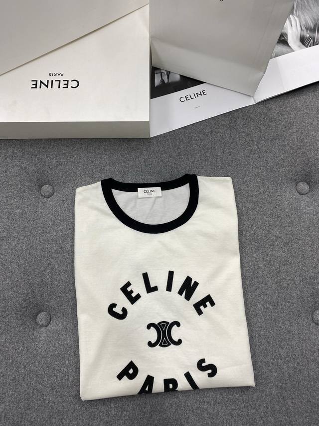 New Product Preview Triomphe Flocked Cotton Plain T-Shirt Counter Classic Style