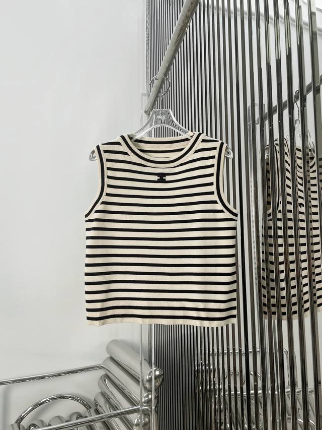 Real Shot Latest Ce 25New Arc De Triomphe Striped Knitted Vest Size Sml