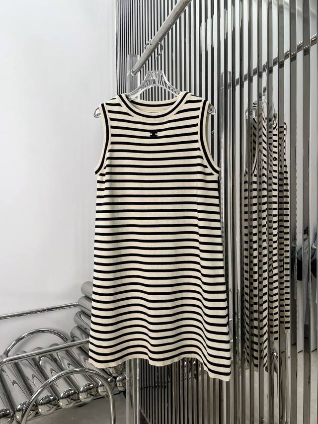 Real Shot Latest Ce 25New Arc De Triomphe Striped Knitted Vest Dress Size Sml