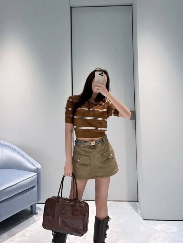New Latest Miu 25New Washed Old Belt Work Skirt Size Sml