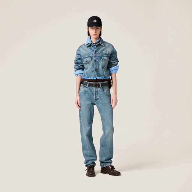 New Latest Miu 25New A Touch Of Blue Denim Jacket + Skirt Size Sml P Jacket Skir