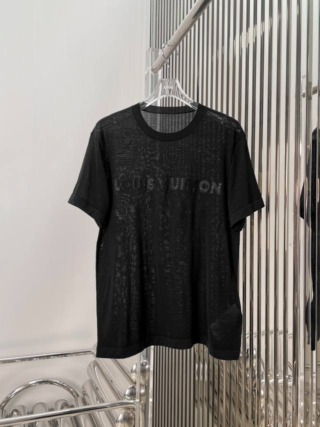 Real Shot Latest L 25New Letter Embroidery Knitted Short-Sleeved Top Size Sml