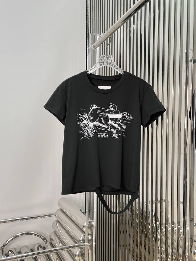 Real Shot Latest Mm6 25New Rabbit Print Hole T-Shirt Size Sml