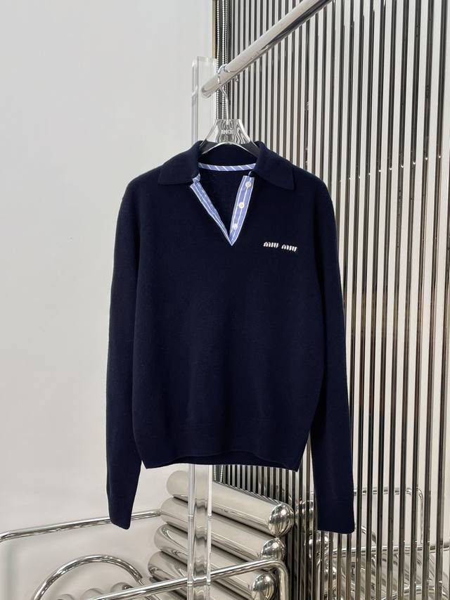 Real Shot Latest Miu 25New Fake Two-Piece Shirt Polo Sweater Size Sml