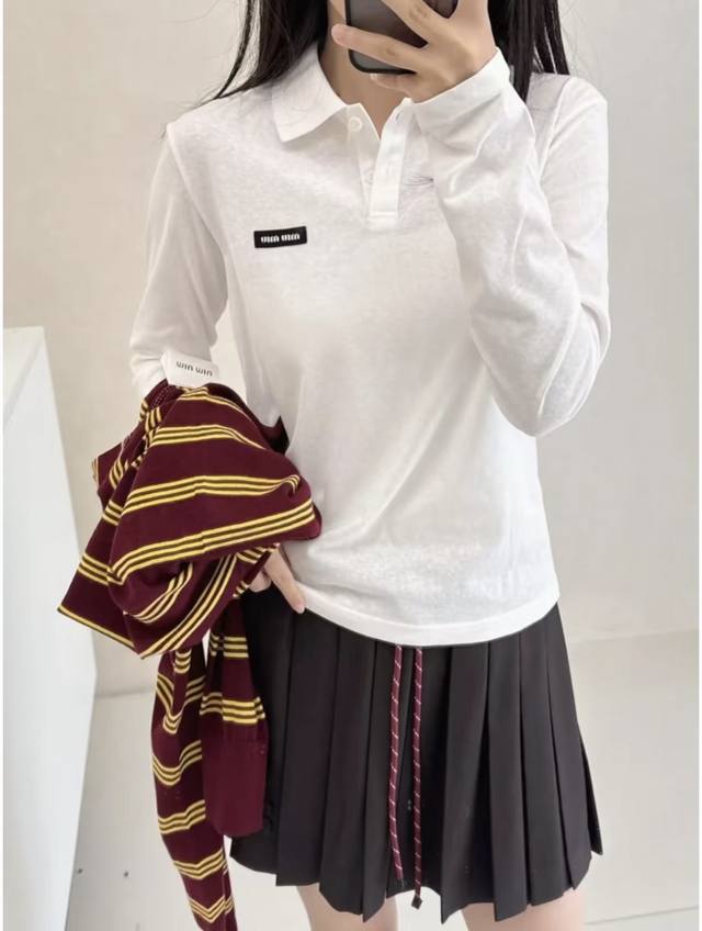 New Latest Miu 25New Logo Chapter Lapel Polo Top Size Sml