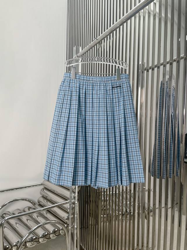Real Shot Latest Miu 25New Plaid Pleated Skirt Size Sml