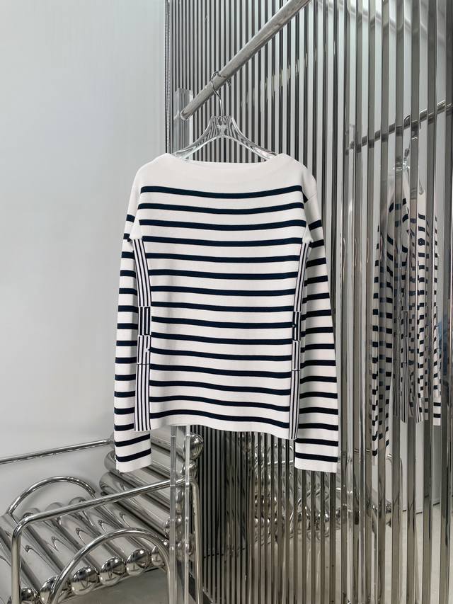 Real Shot Latest D 25New Striped Jacquard One-Shoulder Knit Top Size Sml