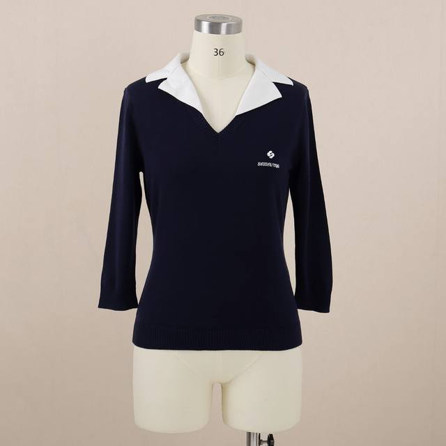 25Ssshushutong Lapel Bottoming Top Sml Black Gray
