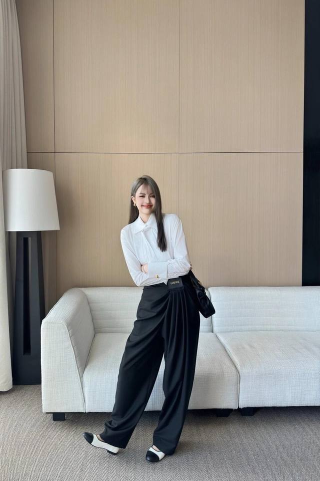 25Ssloewe Pleated Yb Custom Suit Pants Sml Black