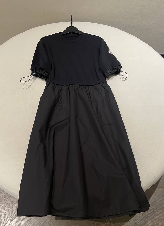 Size Sml Moncle* 25Ss Women's Logo Elastic Waist Patchwork Dress Trading Company