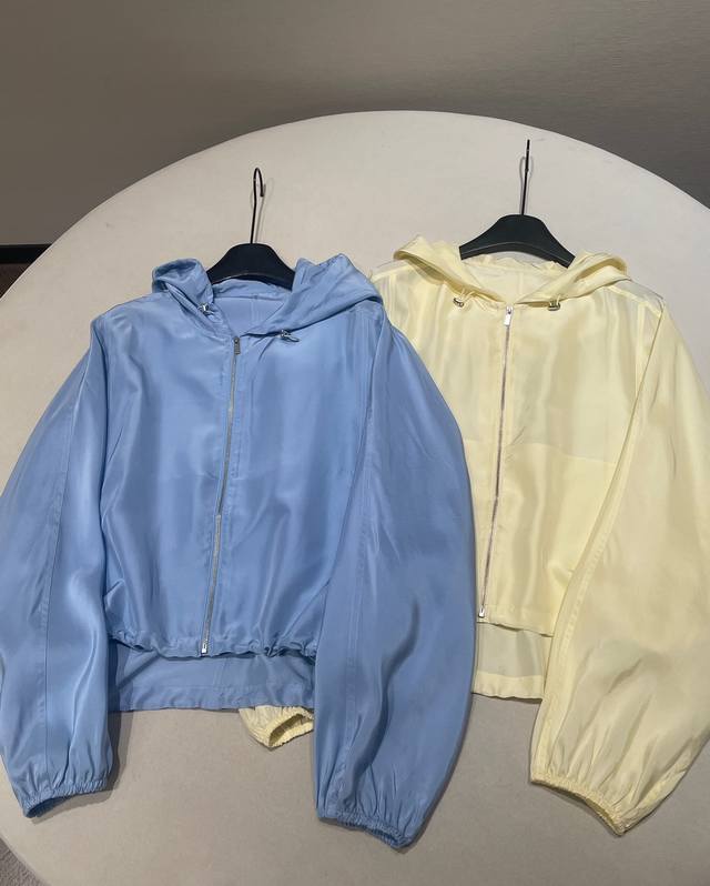 Size Sml Ors 1980 New Silk Electric Spinning Drawstring Hooded Thin Short Jacket