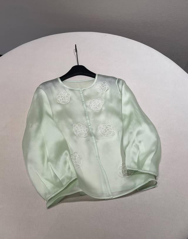 Size Sml Or*S 25 New Chinese Style Organza Handmade Flower Embroidered Long-Slee