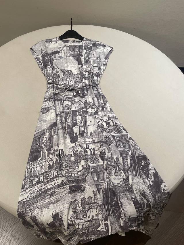 Size Sml Xl Ors 1980 New Mulberry Silk Waist Irregular Print Dress Ingenious Int