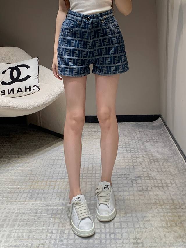 fend*25Ss New Spring And Summer Letter Jacquard Denim Shorts | Exclusive High