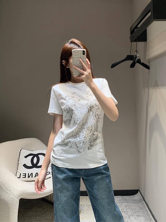 dio* 25Ss Early Spring New Printed Round Neck Short Sleeve T-ShirtExclusive H