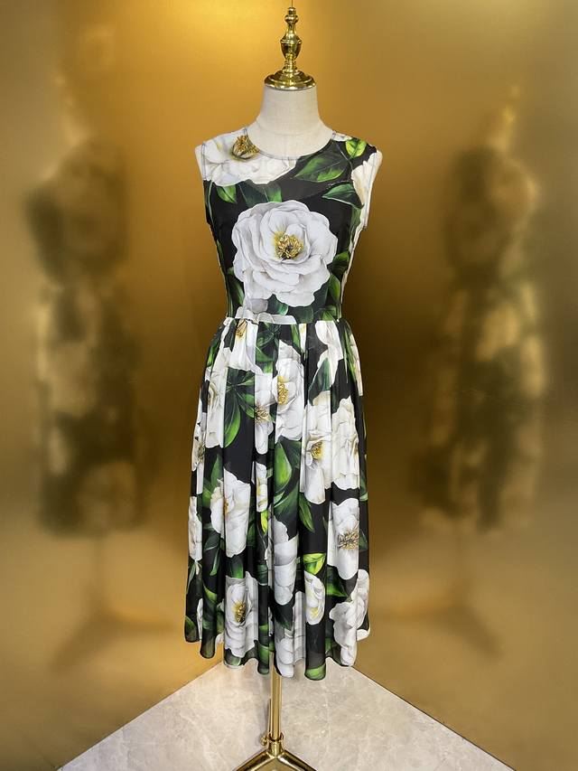 Black Bottom Gardenia 10 Momme Silk Chiffon Vest Dress Smlxlxxl