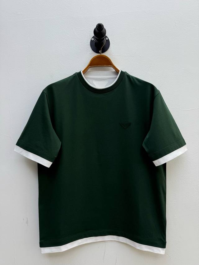 pr Double Collar Triangle Logo Round Neck T-Shirt Oem Factory P Produced Spri
