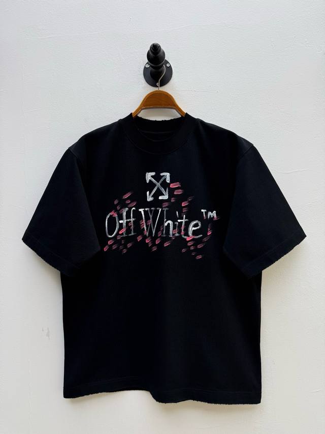 ow Hand-Painted Brand Logo Round Neck T-Shirt Oem Factory P Produced Spring A