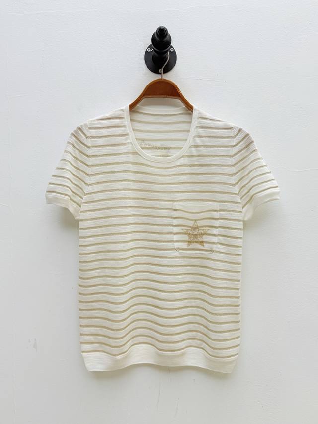 marini Re Linen Knitted Striped Short-Sleeved Top Produced By Oem Factory P N