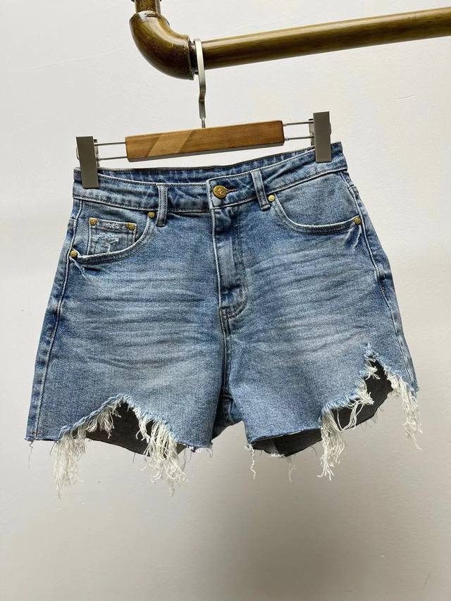 cel Metal Button Decorated Women's Shorts Oem Factory P Produced Cotton Thin