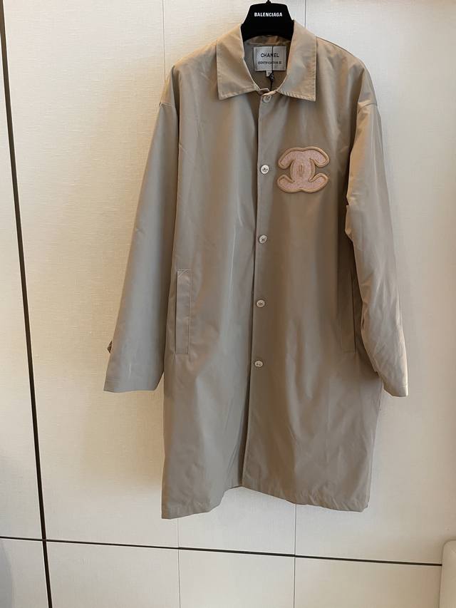 ccvintage New Khaki Long Windbreaker Made Of High-Quality Fabrics With A Fine