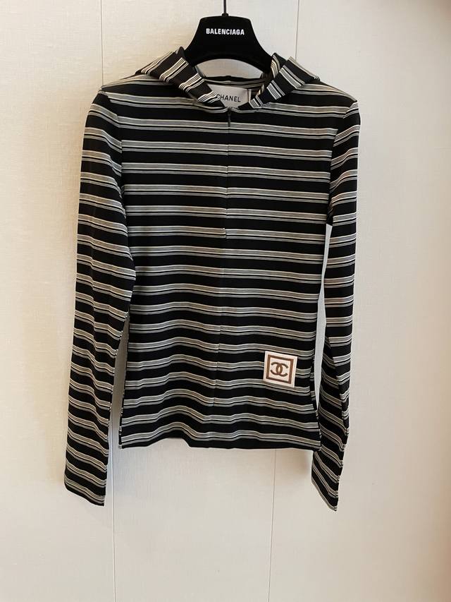 cc Vintage New Hoodie This Hooded Striped Slim-Fit Long-Sleeved Base Shirt Is