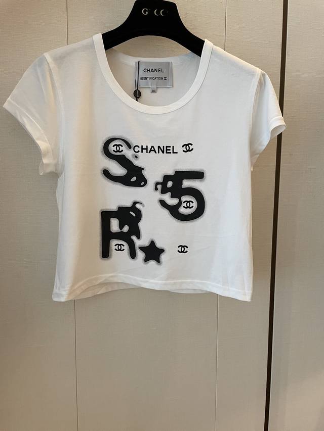 cc New Size 5 Short Sleeves Hot Girls Must-Have Round Neck Short Version Digi