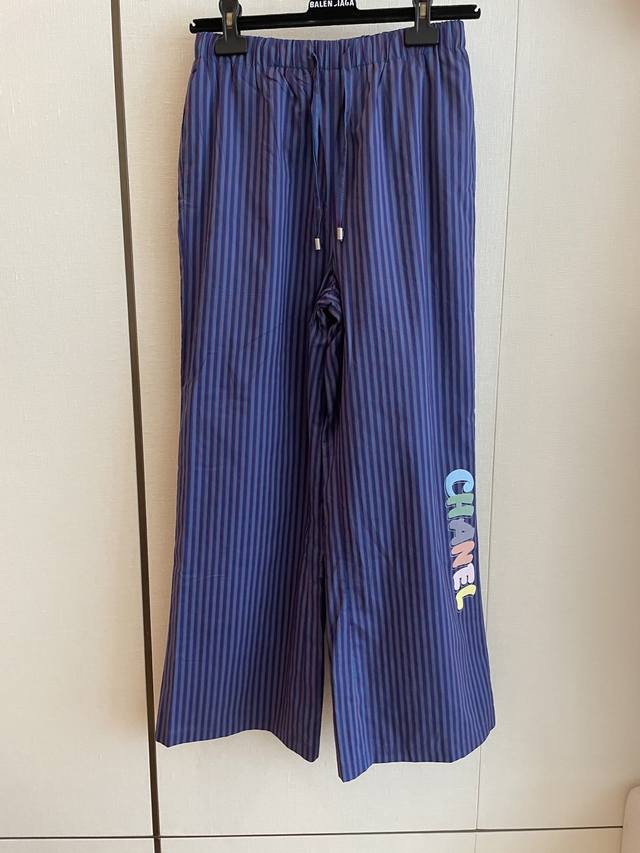 cc Chane Dark Blue Striped Straight Pants Suitable For Commuting And Leisure