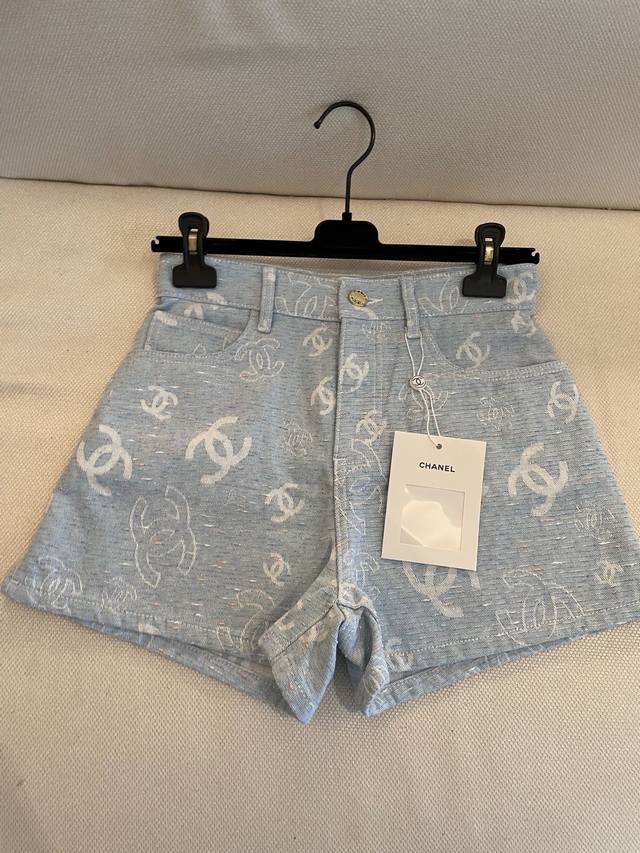 cc New Style Full Print L Pogo Light Blue Denim Shorts Custom Fabric High-End
