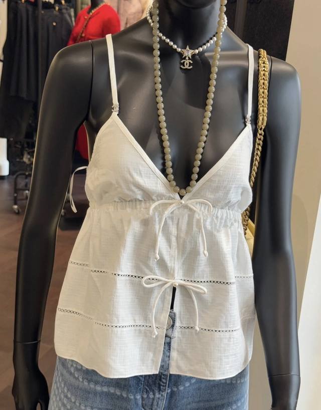 chan* 25 Spring And Summer Bow-Knot Camisole Custom Imported Silk Cotton Mate