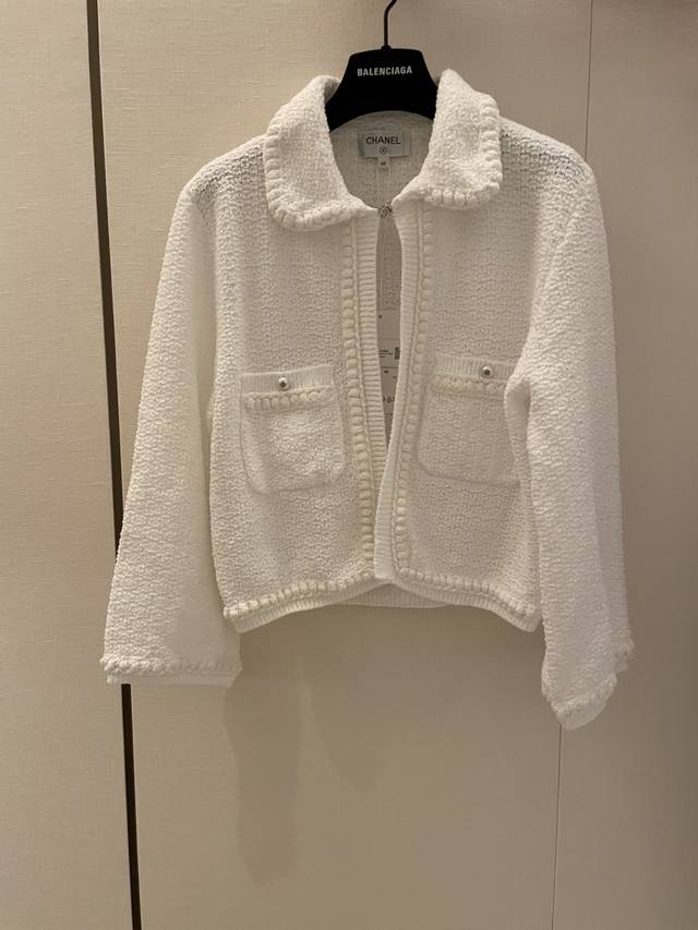 chane*25P New Product Three-Dimensional Flower Edge Jacquard Lapel Knitted Ca