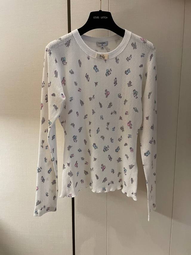cc24 New Ski Limited Edition New Cute Little Bow Floral Knitted Bottoming Shi