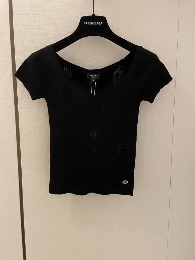 cc25 New Hollow Jacquard Top Short Sleeves Custom Knitted Fabric Comfortable