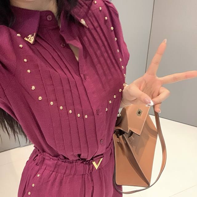 Exclusive Hot Item New Arrival Valentin* Lapel Heavy Design Shirt + Wide-Leg Pan
