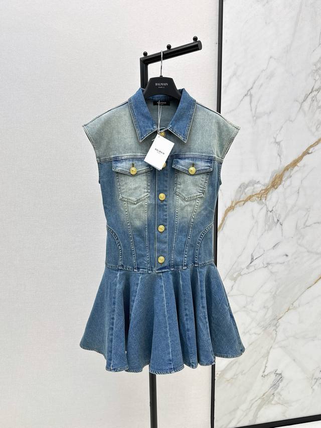 Exclusive Bal 25Ss Early Spring Latest Fishtail Denim Dress Retro Metal Buckle D